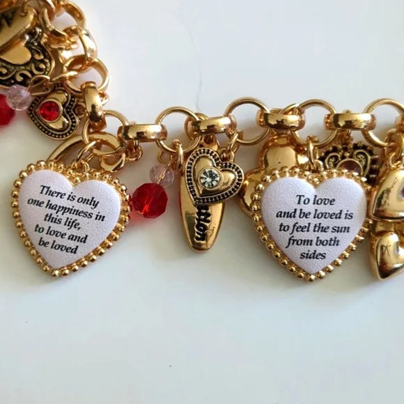 Inspirational Engraved Affection Love Kindness Heart Charm Bracelet - Picture 5 of 10